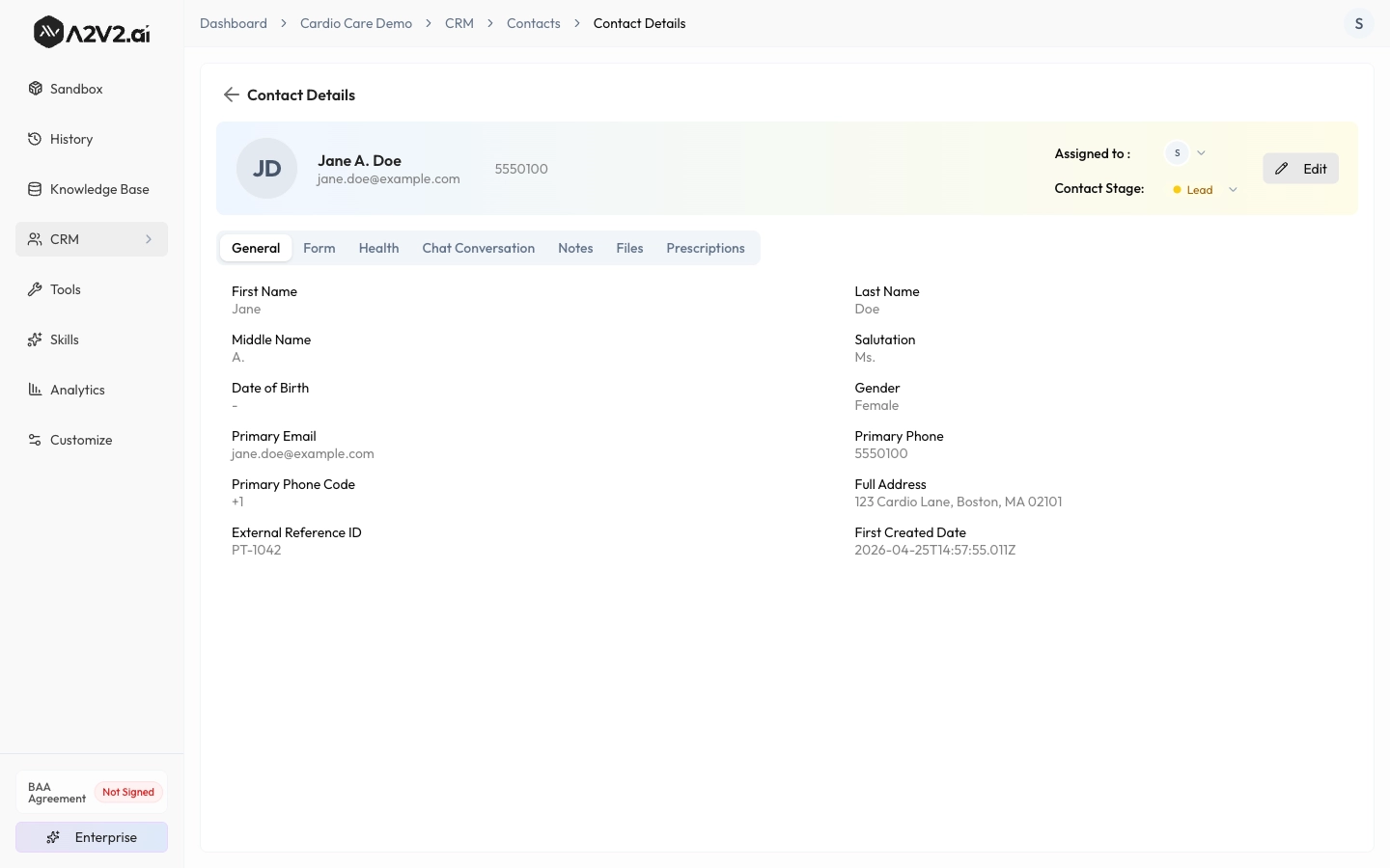 Contact details General tab